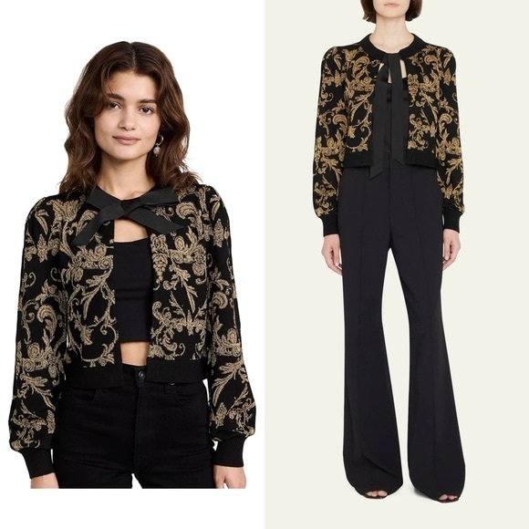 Alice + Olivia Sweaters - NWT $495 Alice + Olivia Kitty Jacquard Tie-Front Cardigan